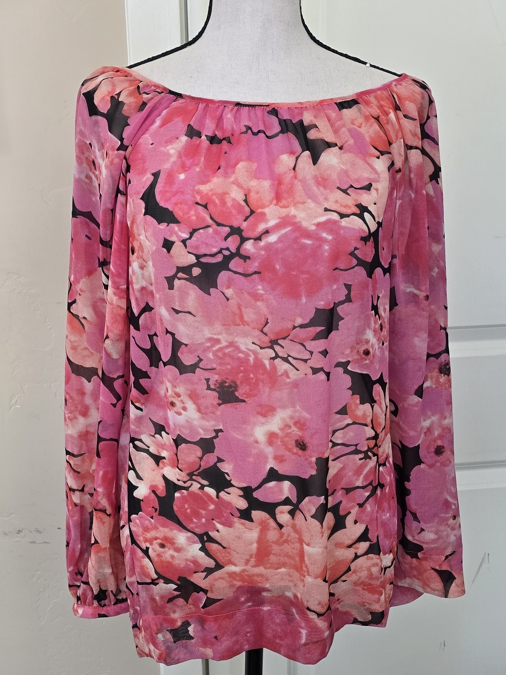 Cabi Oversized Sheer Floral Blouse Boho Resort Summer Office Lightweight Top (M)